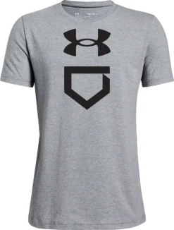 Under Armour Boys' Baseball Plate T-Shirt -Rawlings Sport Gears Store 1371213 035 SteelLightHeatherBlack FRT
