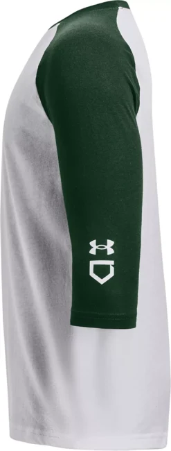 Under Armour Youth Classic 3/4 Sleeve Baseball Shirt -Rawlings Sport Gears Store 1375661 301 WhiteForestGreen SDE