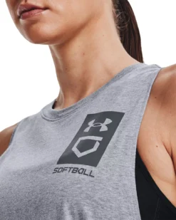 Under Armour Women's UA Softball Box Logo Tank Top -Rawlings Sport Gears Store 1377554 Grey MODDET