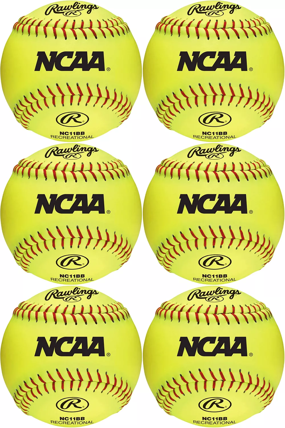 Rawlings 11” NCAA Fastpitch Softballs - 6 Pack 1 Rawlings 11” NCAA Fastpitch Softballs - 6 Pack