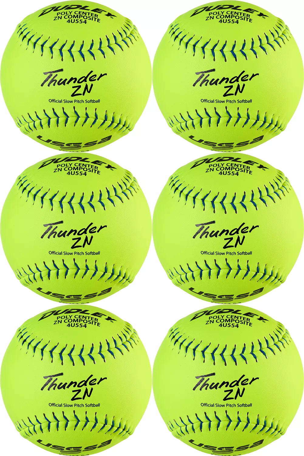 Dudley 12'' USSSA Thunder ZN Pro-M Stamp Slow Pitch Softballs - 6 Pack 1 Dudley 12'' USSSA Thunder ZN Pro-M Stamp Slow Pitch Softballs - 6 Pack