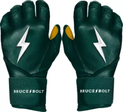 Bruce Bolt Adult Long Cuff Gold Palm Batting Gloves