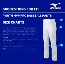 Mizuno Boys' MVP Pro Baseball Pants -Rawlings Sport Gears Store 350593 White DET alt1