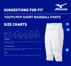 Mizuno Youth MVP Short Baseball Pant -Rawlings Sport Gears Store 350698 Grey DET