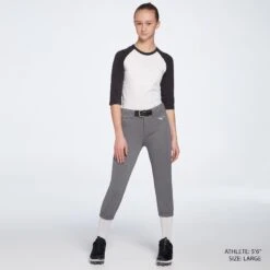 Mizuno Girls' Belted Stretch Softball Pants 11 Mizuno Girls' Belted Stretch Softball Pants -Rawlings Sport Gears Store 350783 929204 Charcoal BCK