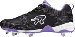 Ringor Women's FLITE Pitching Metal Fastpitch Softball Cleats -Rawlings Sport Gears Store 3842S FABO 1904 3842SNOFABO19 BLACKPUR INS