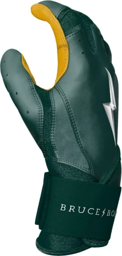 Bruce Bolt Adult Long Cuff Gold Palm Batting Gloves -Rawlings Sport Gears Store BB LC GRNG L Green AL