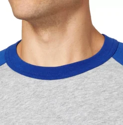 Adidas Men's Triple Stripe ¾ Sleeve Heather Baseball Shirt -Rawlings Sport Gears Store BBA00104H BlueSurf DET alt1