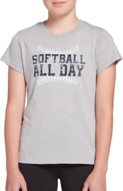 DSG Girls' Lifestyle Graphic Short Sleeve T-Shirt -Rawlings Sport Gears Store DBG11018Z MhgSoftballAllDay MODFRT alt1