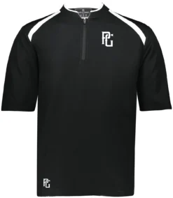 Perfect Game Men's Clubhouse Short Sleeve Pullover -Rawlings Sport Gears Store PGW581 B422XL BlackWhite FRT