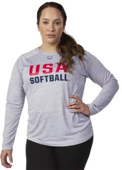 EvoShield Women's USA Softball Long Sleeve Shirt 6 EvoShield Women's USA Softball Long Sleeve Shirt -Rawlings Sport Gears Store WB60351 01L CharcoalGrey MODFRT